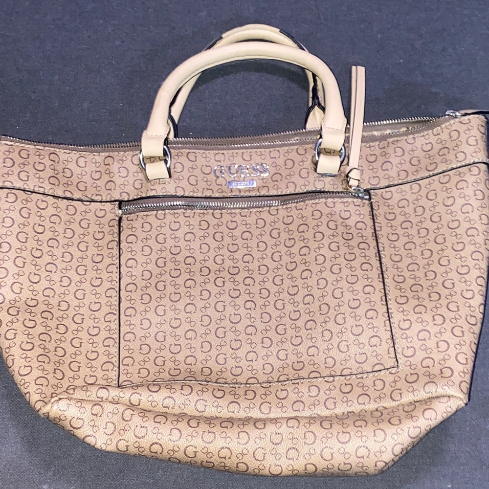 GUESS Beige Monogram Tote
